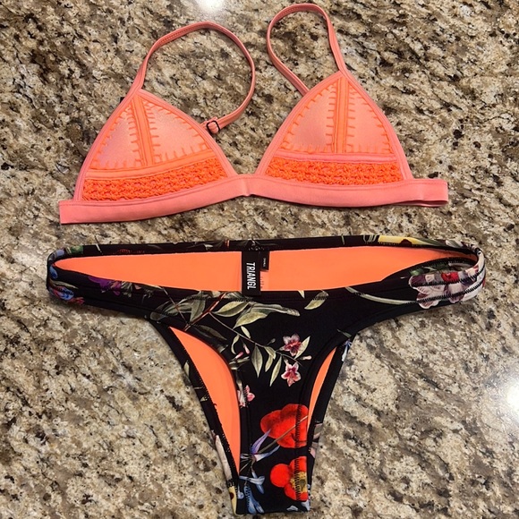 Triangl Swimwear S bottoms XS top Floral - Picture 1 of 6